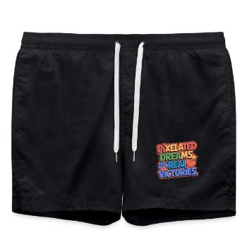 RÊVES PIXÉLISÉS, VRAIES VICTOIRES, JEUX - Short de bain - noir - Devant - AI Model Male 185 light (185cm)