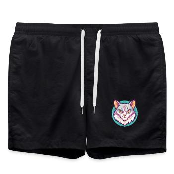 Amerikanische Polydactyl Katzenrasse Cartoon Kawaii Haustier - Badeshorts - Schwarz - Vorne - AI Model Male 185 light (185cm)
