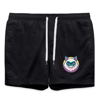 Himalayan Chat Race Dessin Animé Kawaii Animal Animal Pet - Short de bain - noir - Devant - AI Model Male 185 light (185cm)