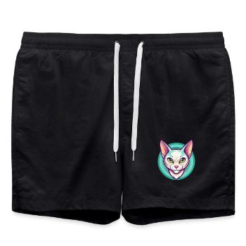Burmilla Cat Breed Cartoon Kawaii Animal Pet - Swim Trunks - black - Front - AI Model Male 185 light (185cm)
