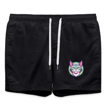 Chat pailleté de Californie Race Dessin animé Kawaii Pet - Short de bain - noir - Devant - AI Model Male 185 light (185cm)