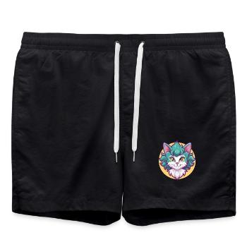 Laperm Chat Race Dessin Animé Kawaii Animal Pet - Short de bain - noir - Devant - AI Model Male 185 light (185cm)