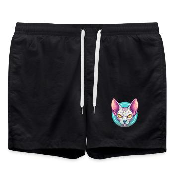 Don Sphynx Cat Breed Cartoon Kawaii Animal Pet - Swim Trunks - black - Front - AI Model Male 185 light (185cm)
