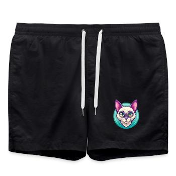 Europäische Burma-Katzenrasse Karikatur Kawaii Tier - Badeshorts - Schwarz - Vorne - AI Model Male 185 light (185cm)