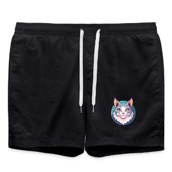 Américain Bobtail Chat Race Dessin Animé Kawaii Animal - Short de bain - noir - Devant - AI Model Male 185 light (185cm)