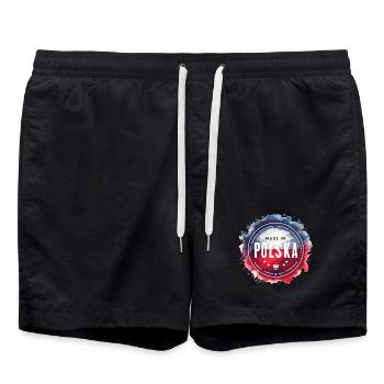 Made in Polska Polen polnisch rot weiß Geschenk - Badeshorts - Schwarz - Vorne - AI Model Male 185 light (185cm)