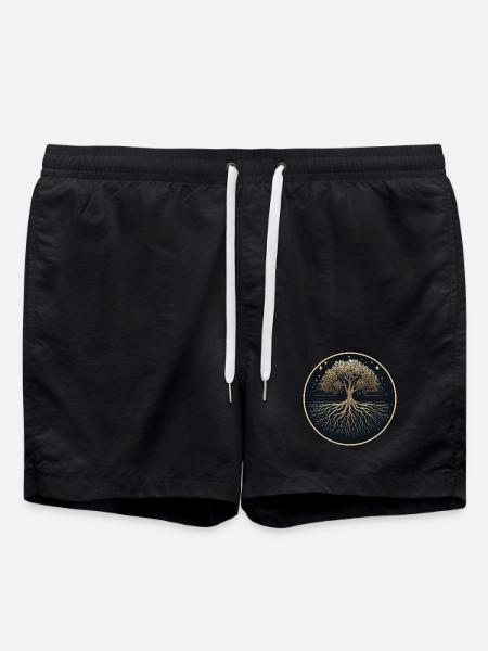 Tree Silhouette Roots - Swim Trunks - black