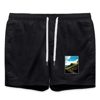 Mendip Hills Anob Reise Poster Souvenir Farbe WPA - Badeshorts - Schwarz - Vorne - AI Model Male 185 light (185cm)
