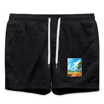 Cannock Chase Aonb Reise Poster Souvenir Farbe WP - Badeshorts - Schwarz - Vorne - AI Model Male 185 light (185cm)