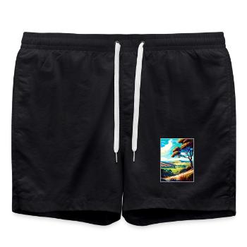 Mendip Hills Anob Reise Poster Souvenir Farbe WPA - Badeshorts - Schwarz - Vorne - AI Model Male 185 light (185cm)