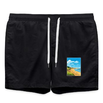 Norfolk Coast Aonb Travel Poster Souvenir Paint WP - Swim Trunks - black - Front - AI Model Male 185 light (185cm)