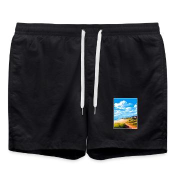 Suffolk Coast Heaths Reiseposter Souvenir WPA - Badeshorts - Schwarz - Vorne - AI Model Male 185 light (185cm)