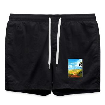 Suffolk Coast Heaths Reiseposter Souvenir WPA - Badeshorts - Schwarz - Vorne - AI Model Male 185 light (185cm)
