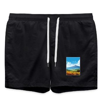 Mourne Mountains Aonb Travel Poster Souvenir WPA - Swim Trunks - black - Front - AI Model Male 185 light (185cm)