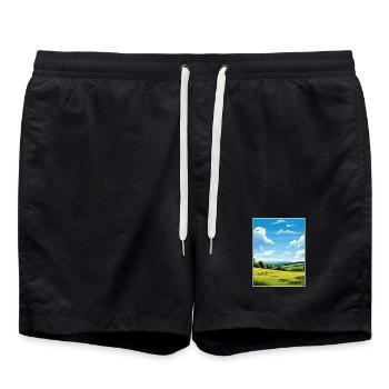 Blackdown Hills Aonb Reiseposter Souvenir WPA - Badeshorts - Schwarz - Vorne - AI Model Male 185 light (185cm)