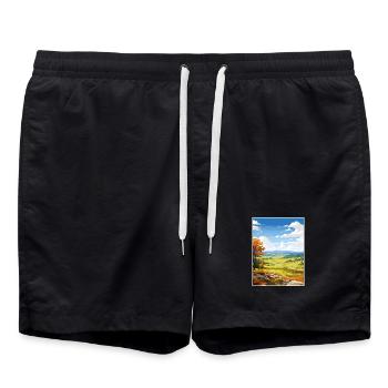 Clwydian Range und Dee Valley Aonb Reiseposter - Badeshorts - Schwarz - Vorne - AI Model Male 185 light (185cm)