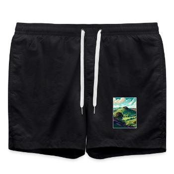 Shropshire Hills Aonb Reiseposter Souvenir WPA - Badeshorts - Schwarz - Vorne - AI Model Male 185 light (185cm)