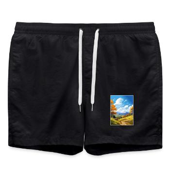 Clwydian Range und Dee Valley Aonb Reiseposter - Badeshorts - Schwarz - Vorne - AI Model Male 185 light (185cm)