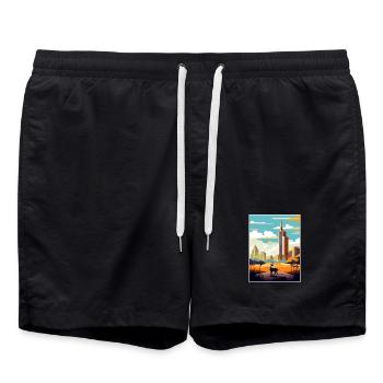 Nairobi Kenia Reise Poster Souvenir Malerei WPA - Badeshorts - Schwarz - Vorne - AI Model Male 185 light (185cm)