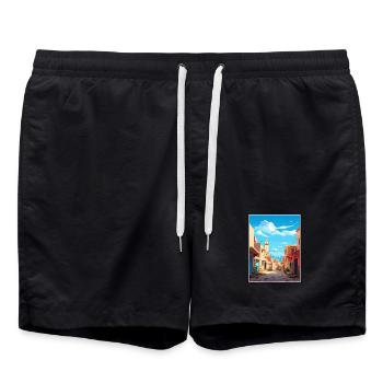 Meknès Maroc Voyage Affiche Peinture Souvenir WPA - Short de bain - noir - Devant - AI Model Male 185 light (185cm)