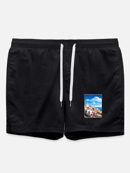 Tétouan Maroc Affiche de voyage Peinture Souvenir WPA - Short de bain - noir