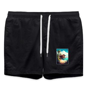 Zanzibar Tanzanie Affiche de voyage Peinture Souvenir WPA - Short de bain - noir - Devant - AI Model Male 185 light (185cm)