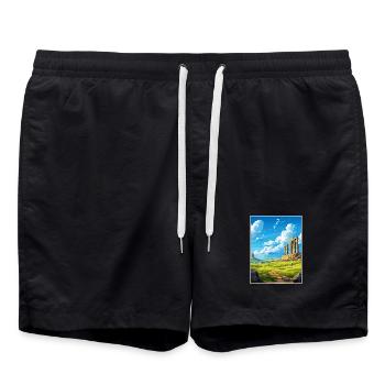 Volubilis Maroc Affiche de voyage Peinture Souvenir WPA - Short de bain - noir - Devant - AI Model Male 185 light (185cm)