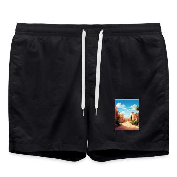Marrakesch Marokko Reise Poster Souvenir Farbe WPA - Badeshorts - Schwarz - Vorne - AI Model Male 185 light (185cm)