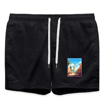 Casablanca Maroc Affiche de voyage Souvenir Peinture WP - Short de bain - noir - Devant - AI Model Male 185 light (185cm)