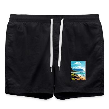 Montagne de la Table Afrique du Sud Affiche de voyage souvenir - Short de bain - noir - Devant - AI Model Male 185 light (185cm)