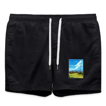 Johannesburg Afrique du Sud Affiche de voyage souvenir - Short de bain - noir - Devant - AI Model Male 185 light (185cm)