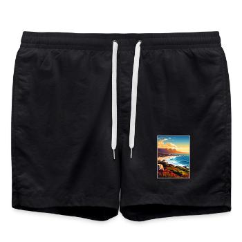 Cape Town Afrique du Sud Affiche de voyage Souvenir WPA - Short de bain - noir - Devant - AI Model Male 185 light (185cm)