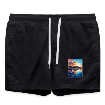 Cape Town Afrique du Sud Affiche de voyage Souvenir WPA - Short de bain - noir - Devant - AI Model Male 185 light (185cm)