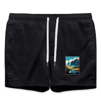 Drakensberg Afrique du Sud Affiche de voyage souvenir - Short de bain - noir - Devant - AI Model Male 185 light (185cm)