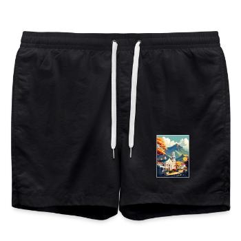 Stellenbosch Südafrika Reiseposter Souvenir - Badeshorts - Schwarz - Vorne - AI Model Male 185 light (185cm)