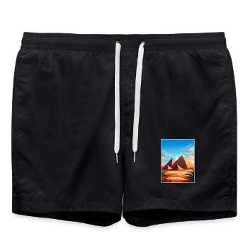 Le Caire, Égypte, Grandes Pyramides De Gizeh, Affiche De Voyage - Short de bain - noir - Devant - AI Model Male 185 light (185cm)