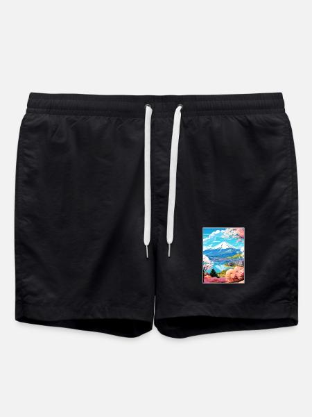 Japan Tokyo Travel Poster Souvenir Postcard Paint - Swim Trunks - black