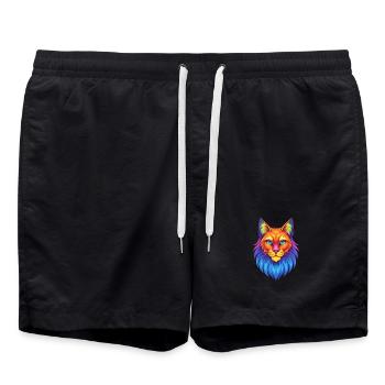 Norwegian Forest Cat Breed Cartoon Kawaii Animal P - Swim Trunks - black - Front - AI Model Male 185 light (185cm)