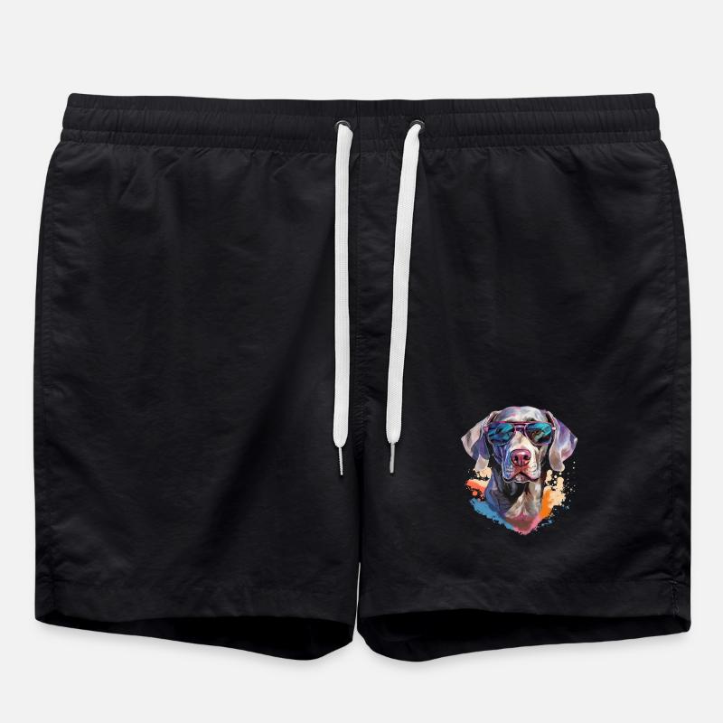 Weimaraner mit Sonnenbrille - Badeshorts - Schwarz