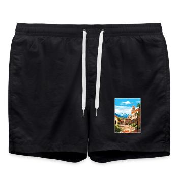 Corboda Argentinien Reise Poster Souvenir Farbe WPA - Badeshorts - Schwarz - Vorne - AI Model Male 185 light (185cm)