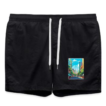 Sao Paulo Brésil Affiche de voyage Peinture Souvenir WPA - Short de bain - noir - Devant - AI Model Male 185 light (185cm)