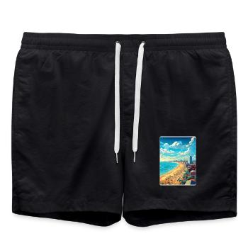 Mar Del Plata Reise Poster Souvenir Malerei WPA - Badeshorts - Schwarz - Vorne - AI Model Male 185 light (185cm)