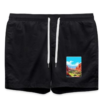 Cafayate Reise Poster Souvenir Postkarte Malerei - Badeshorts - Schwarz - Vorne - AI Model Male 185 light (185cm)