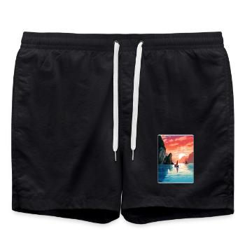 Baie d’Ha Long Îles du Vietnam Affiche de voyage souvenir - Short de bain - noir - Devant - AI Model Male 185 light (185cm)