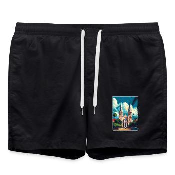 Ho Chi Minh Vietnam Vintage Reise Poster Souvenir - Badeshorts - Schwarz - Vorne - AI Model Male 185 light (185cm)