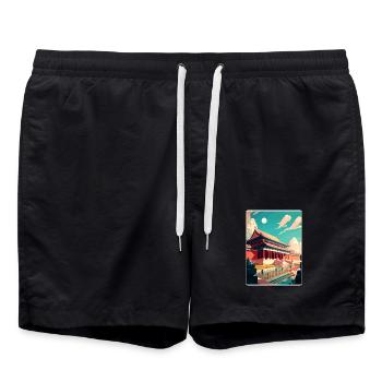 Forbidden China Travel Poster Souvenir Paint WPA - Swim Trunks - black - Front - AI Model Male 185 light (185cm)