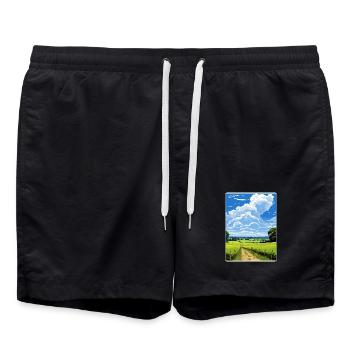 High Weald Aonb Affiche de voyage Souvenir Peinture WPA - Short de bain - noir - Devant - AI Model Male 185 light (185cm)