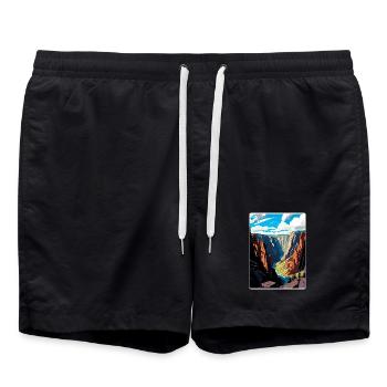 Black Canyon National Park Colorado Travel Poster - Swim Trunks - black - Front - AI Model Male 185 light (185cm)