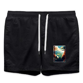 Affiche de voyage du parc national des Great Smoky Mountains - Short de bain - noir - Devant - AI Model Male 185 light (185cm)