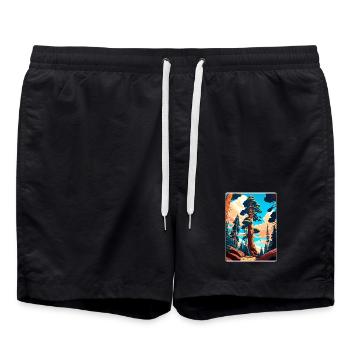 Parc national de Sequoia Californie Affiche de voyage WPA - Short de bain - noir - Devant - AI Model Male 185 light (185cm)